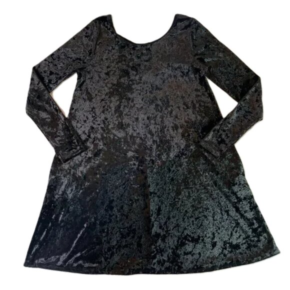 Emetla Black Crushed Velvet Swing Babydoll Dress Back Cutout Size S - Picture 7 of 15